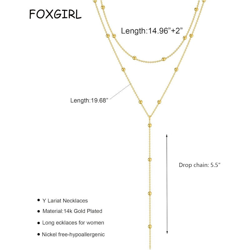 Y-Shaped Pendant Trendy Layered Beaded Chain Drop Necklaces