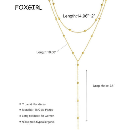 Y-Shaped Pendant Trendy Layered Beaded Chain Drop Necklaces
