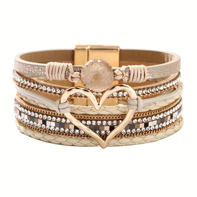 Bohemian Multi-layer Leather Hand-woven Magnetic Clasp Bracelet