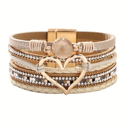 Bohemian Multi-layer Leather Hand-woven Magnetic Clasp Bracelet