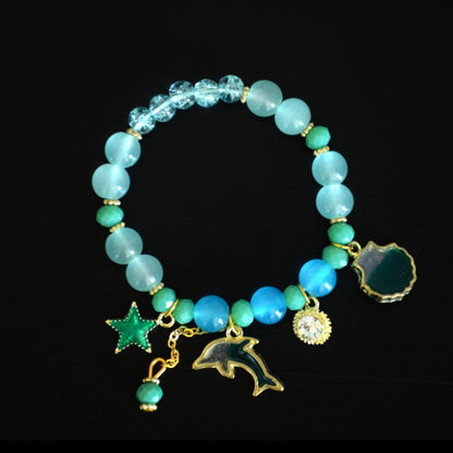 Ocean-Inspired Elastic Bracelet Dolphin Shell Charms Playful Multi-Layer