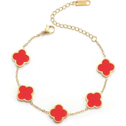 Blessed Soul Multi- Flower Four Leaf Link Bracelets Trendy