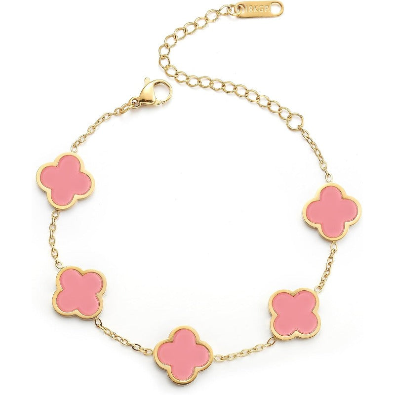 Blessed Soul Multi- Flower Four Leaf Link Bracelets Trendy