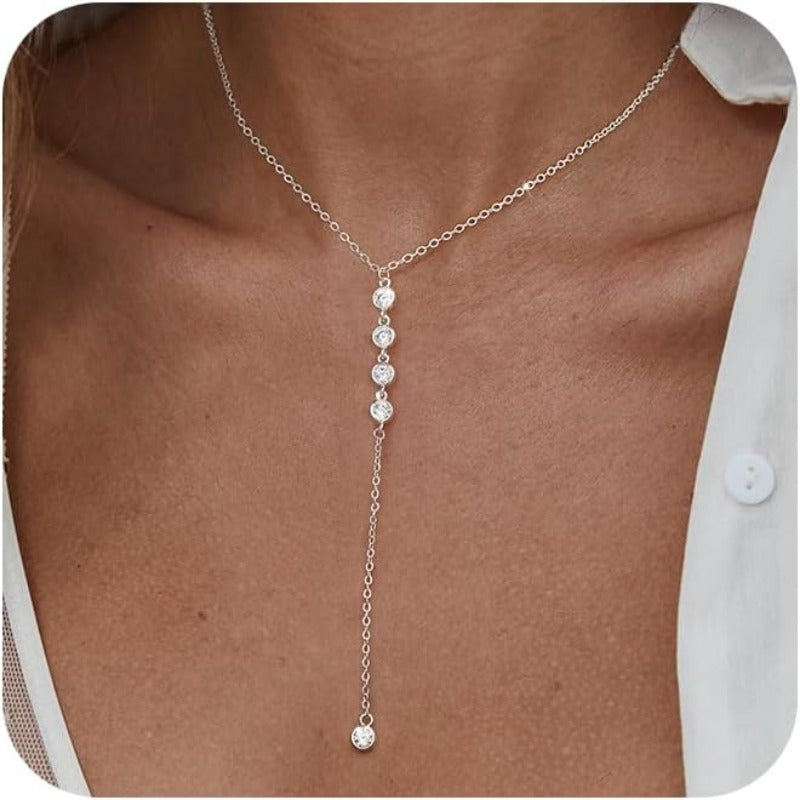 Y-Shaped Pendant Trendy Layered Beaded Chain Drop Necklaces