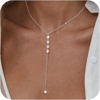 Y-Shaped Pendant Trendy Layered Beaded Chain Drop Necklaces