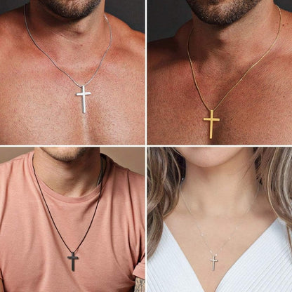 Gold Stainless Steel Plain Cross Pendant Necklace