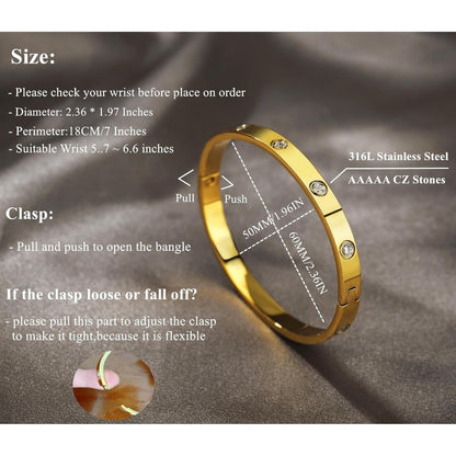 18K Gold Plated Love Bangle Cubic Zirconia Bracelet
