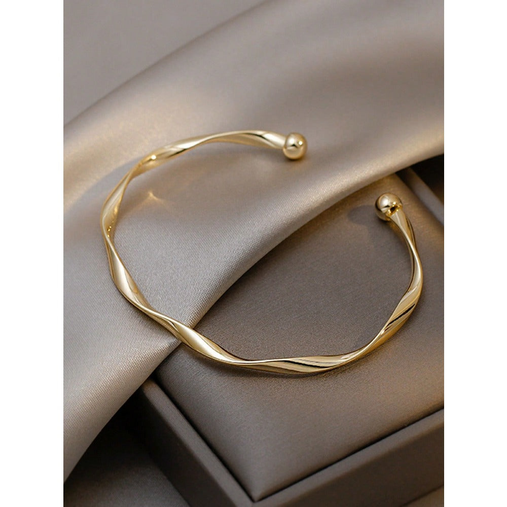 1pc Minimalist Chic Textured Gold Color Bracelet